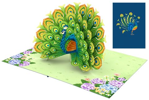 Origamo - Pop Up Greeting Card - Kirigami Collection - Peacock