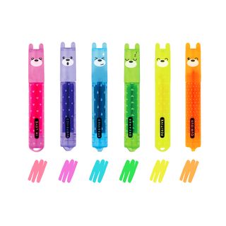 Legami - Set of 6 Mini Highlighters - Teddy's Mood - Teddy Bear (ships as a Pk of 12 - MHKIT3)