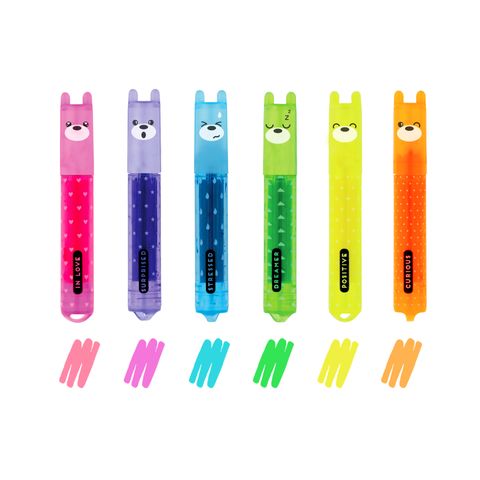 Legami - Set of 6 Mini Highlighters - Teddy's Mood - Teddy Bear (ships as a Pk of 12 - MHKIT3)