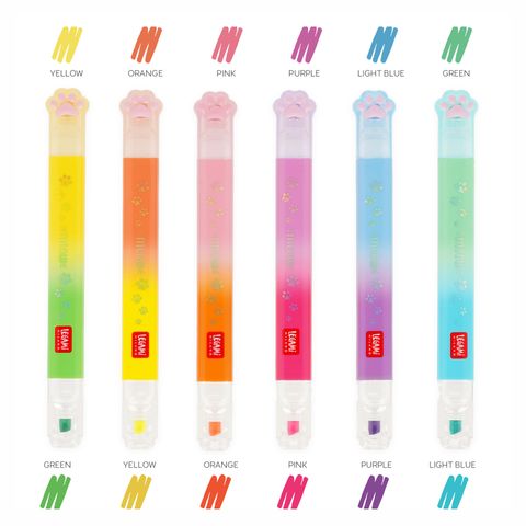 Legami - Set of 6 Dual Tip Pastel Highlighters - Meow