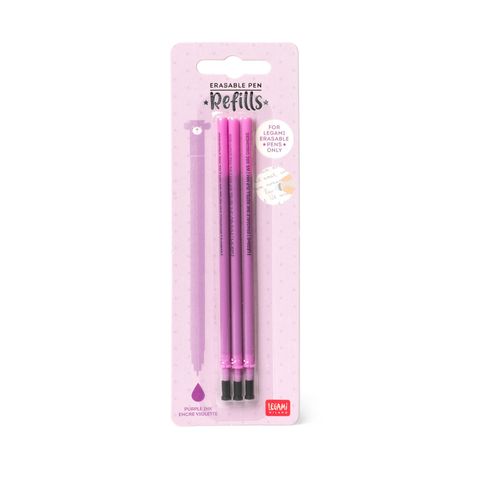 Legami - Erasable Gel Pen Refills Pack of 3 - Purple Ink