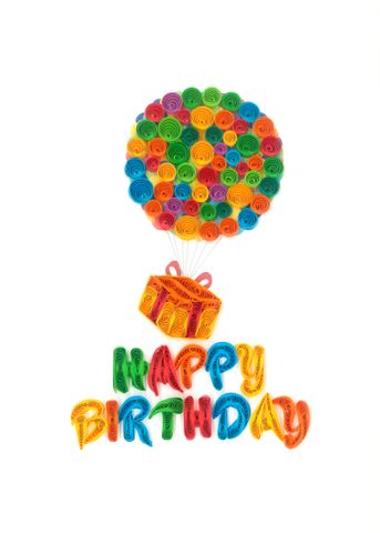 Origamo - Quilling Greeting Card - Filigrana Collection - Happy Birthday Flying Gift