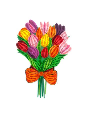 Origamo - Quilling Greeting Card - Filigrana Collection - Tulips Bouquet