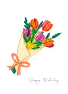 Origamo - Quilling Greeting Card - Filigrana Collection - Happy Tulips