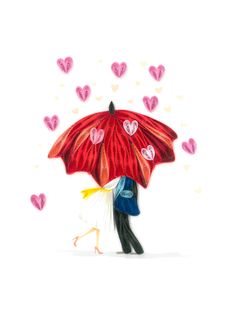Origamo - Quilling Greeting Card - Filigrana Collection - Raining Hearts