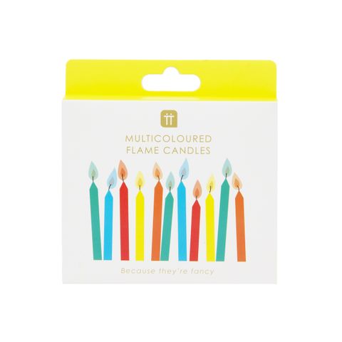 Talking Tables - Candles With Coloured Flames - Pack of 12 - Rainbow