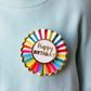 Talking Tables - Happy Birthday Badge - Rainbow Paper With Gold Foil Detail