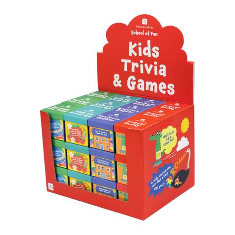 Talking Tables - School of Fun - Kids Trivia & Games - Assorted Display of 36 (9 x 4 Games)