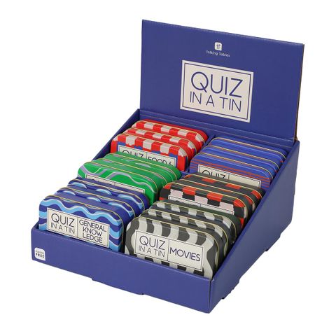 Talking Tables - Quiz In A Tin - Assorted Display of 18 (3 x 6 Games)