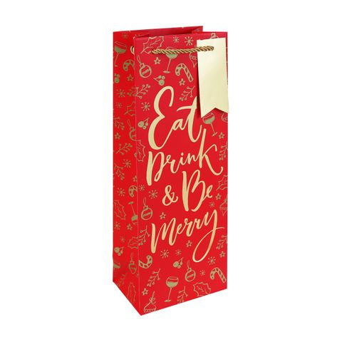 Eurowrap - Be Merry - Bottle Gift Bag