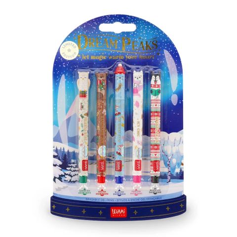 Legami - Set of 5 Mini Erasable Gel Pen - Dream Peaks