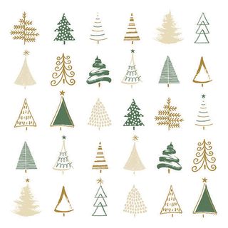 Ambiente - Paper Napkins Christmas - Pack of 20 - Luncheon Size - Christmas Tree Doodles Green