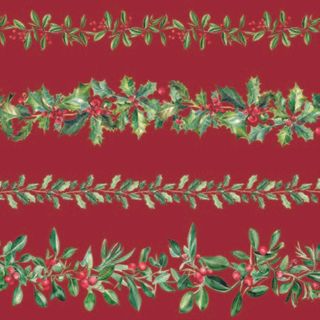 Ambiente - Paper Napkins Christmas - Pack of 20 - Luncheon Size - Leaf Garlands - Red