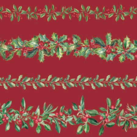 Ambiente - Paper Napkins Christmas - Pack of 20 - Luncheon Size - Leaf Garlands - Red