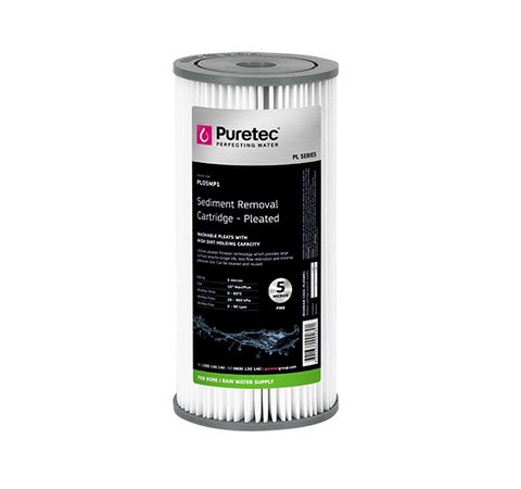 Puretec 10" x 4.5" 5 um Pleated Sediment Cartridge