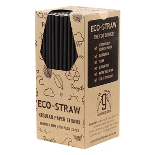 Regular Black Paper Straw   (Bygreen)              ctn/10 x 250pack