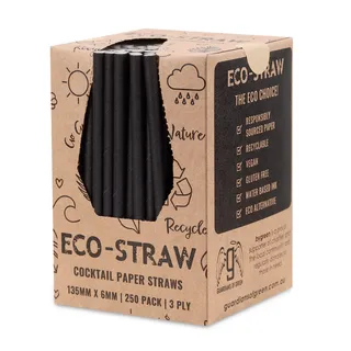 Black Cocktail Paper Straw   (Bygreen)        ctn/10 x 250packs
