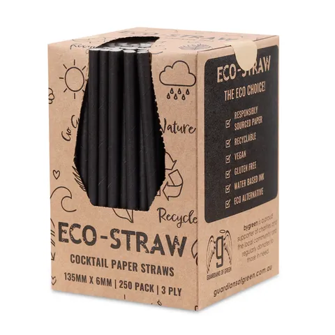 Black Cocktail Paper Straw   (Bygreen)        ctn/10 x 250packs