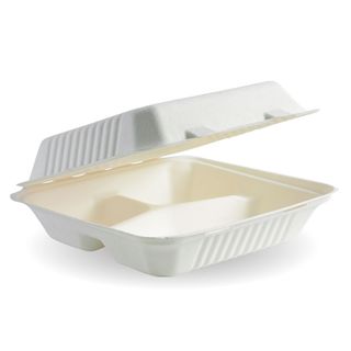 Biopak Biocane 9x9x3 Clam - 3 Compartment   ctn/200