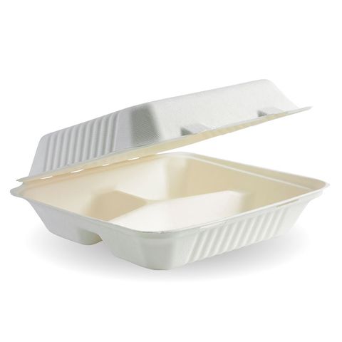 Biopak Biocane 9x9x3 Clam - 3 Compartment   ctn/200