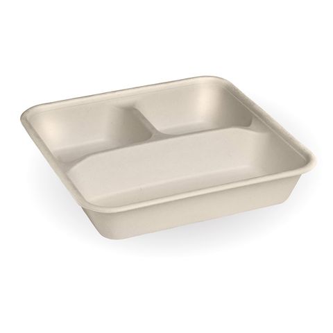 BioCane Large 3 - Compartment Dinner Tray 232mm 232mm x 46mm  ctn/300
