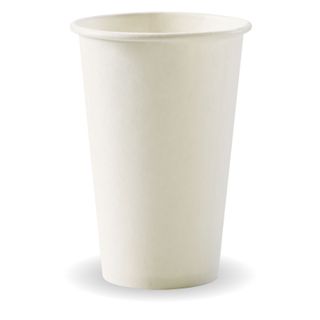 Biopak 12oz Slim Single Wall White Cups