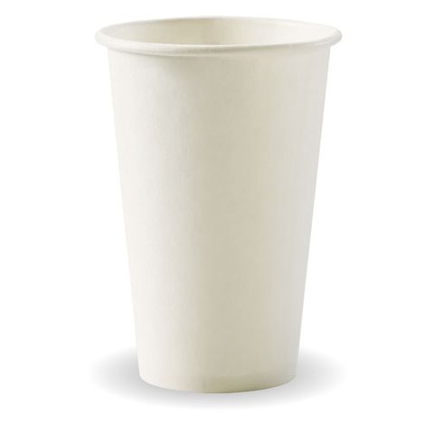 Biopak 12oz Slim Single Wall White Cups