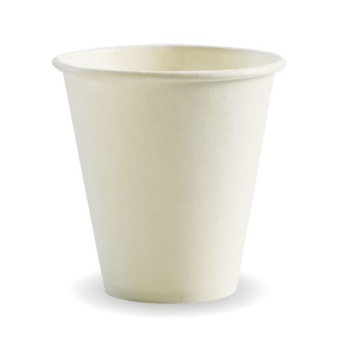 BioPak 8oz (90) Single Wall White Cups