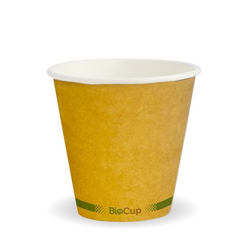 BioPak 8oz Kraft Green Stripe Single Wall Uni Cup
