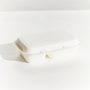 Sugarcane Snack Box  Large 2 Compartments (White)     ctn/250
