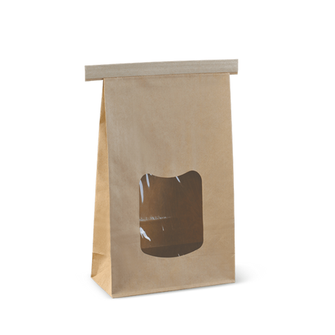 Detpak (Brown) Large Window Tin Tie Bag    ctn/400      242(L) x 155(W) x 70(G) mm 6.1(W) x 2.8(G) x 9.5(L) in