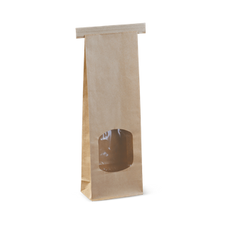 Detpak Small (Brown) Window Bag with Tin Tie       260mm x 88mm x 47mm
