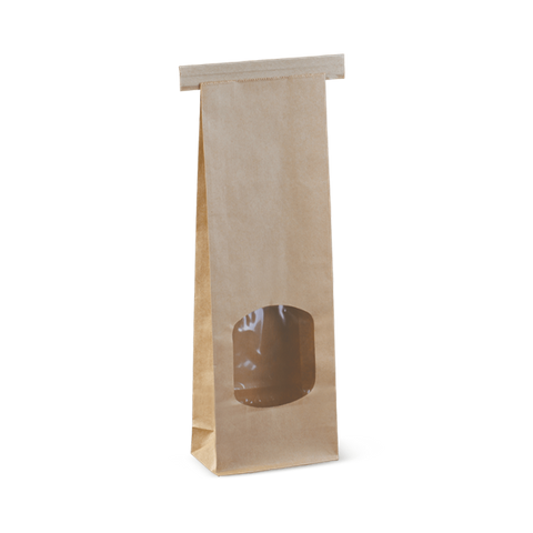 Detpak Small (Brown) Window Bag with Tin Tie       260mm x 88mm x 47mm