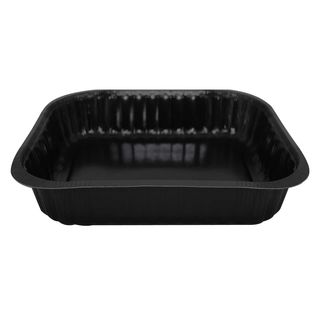 DualPak Large Fluted Oblong Black Tray 2500ml  (150 per carton)