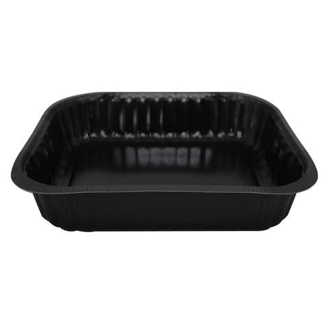 DualPak Large Fluted Oblong Black Tray 2500ml  (150 per carton)