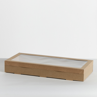 Kraft Brown Catering Window Lid - Large  564 x 255 x 30  ctn/50