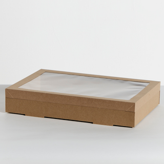 Kraft Brown Window Lid to Suit Extra Large Catering Box 455 x 313 x 30  ctn/50