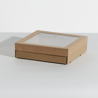 Brown Kraft Window Lid to Suit Small Square Catering Box 229 x 228 x 30   ctn/100