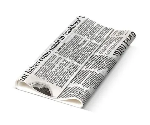 (Foopak) 1/3 Greaseproof Paper-  Newsprint Design