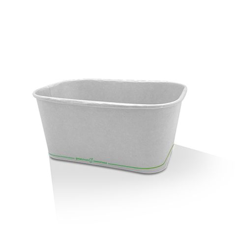 PLA Coated White Rectangle Greenmark Compostable Container 1000ml ctn/300