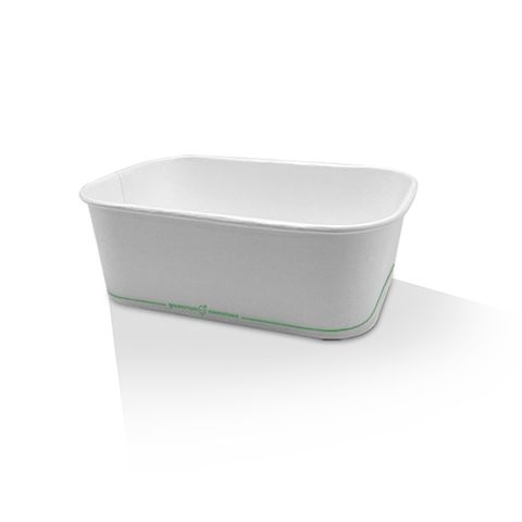 PLA Coated White Rectangle Greenmark Compostable Container 750ml ctn/300