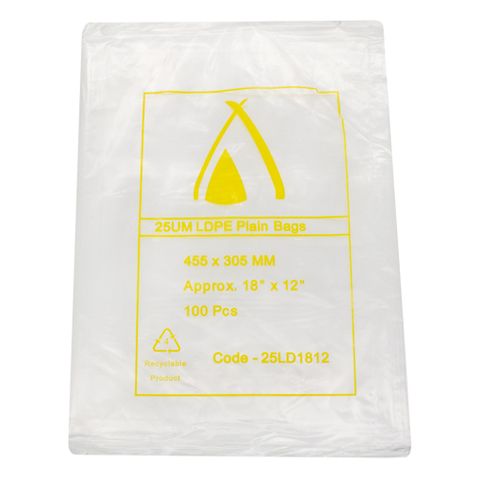 455 x 305mm 25UM LDPE Bags (18 x 12) ctn / 1000