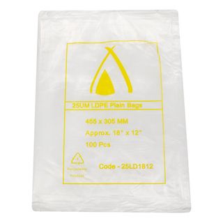 455 x 305mm 25UM LDPE Bags (18 x 12) ctn / 1000