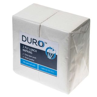 Duro 2 ply Lunch Napkin White GT Fold 30cm x 30cm  2000 per carton