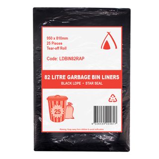 Bin Liner - 82lt H/Duty Black   90 x 75cm      ctn/250