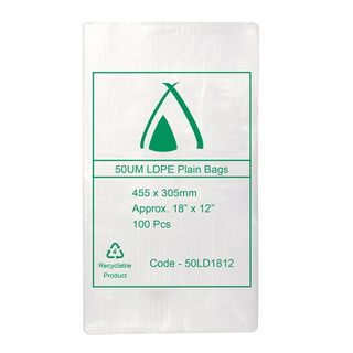 300 x 450 x 50um LD Poly Bag 12"x18"