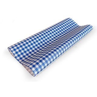 Foopak Premium Grease Proof Paper Blue Gingham Cut 4      200 x 330mm