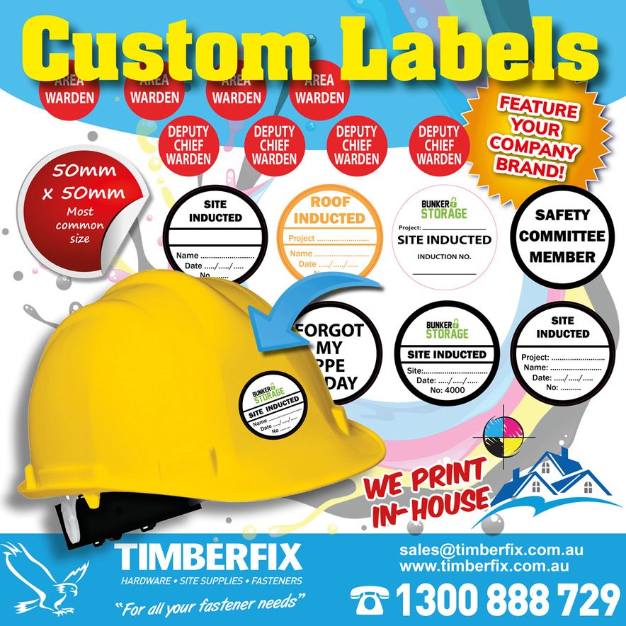 Custom helmet labels printed in-house