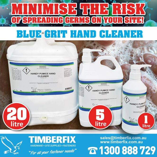 Different sizes of blue grit hand cleaner