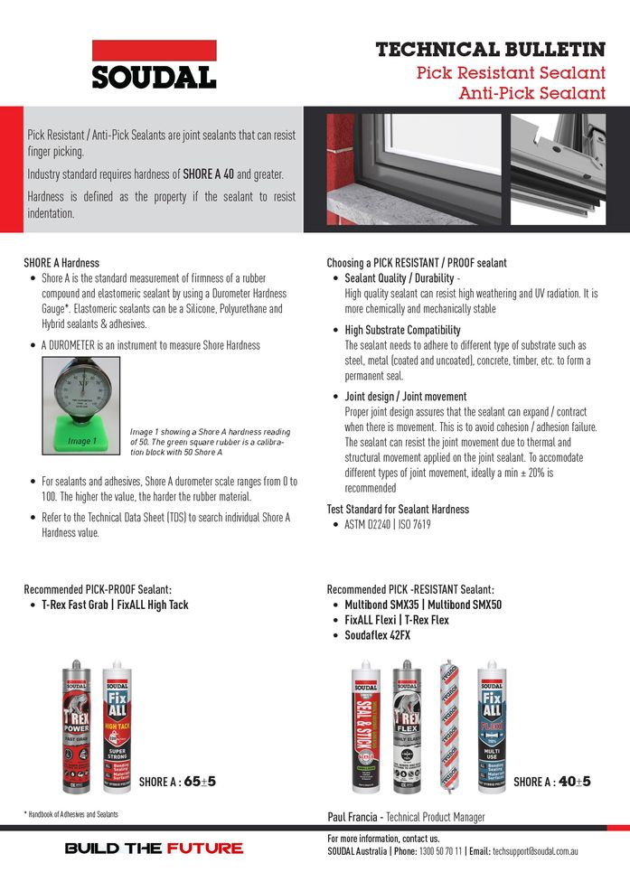 TECHNICAL BULLETIN Pick Resistant Sealant Anti-Pick Sealant